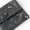 Balenciaga Grey Leather Envelope Clutch Bag