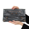 Balenciaga Grey Leather Envelope Clutch Bag
