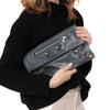 Balenciaga Grey Leather Envelope Clutch Bag