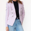 Balmain Lilac Wool Blazer Jacket with Silver Buttons