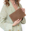 Bottega Veneta Brown Weave Leather Clutch Bag