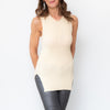 Celine Cream Ribbed Knit SleevelessTop