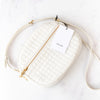 **UNUSED** Celine White Quilted Calfskin Leather C Charm Camera Bag