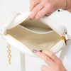 **UNUSED** Celine White Quilted Calfskin Leather C Charm Camera Bag