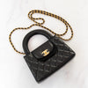 **UNUSED** Chanel Small Kelly Shopping Bag in Black Calfskin Leather with Brushed Gold Hardware