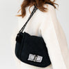 Chanel Black Shearling Mademoiselle Lock Shoulder Bag
