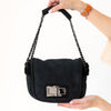 Chanel Black Shearling Mademoiselle Lock Shoulder Bag