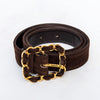 EVEYSPRELOVED Chanel Chainlink Buckle Brown Suede Belt