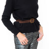 EVEYSPRELOVED Chanel Chainlink Buckle Brown Suede Belt
