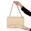 Chanel Cream Caviar Leather Jumbo Classic Double Flap Bag