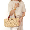 Chanel Beige Caviar Perforated Bekko Chain Tote Bag