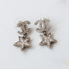 Chanel Crystal Logo Star Drop Earrings