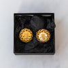 Chanel Vintage Coco Mark Wheat Motif Round Clip On Earrings.