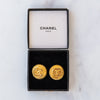 Chanel Vintage Coco Mark Wheat Motif Round Clip On Earrings.