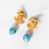 Chanel CC Turquoise Turnlock Clip On Earrings