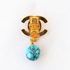 Chanel CC Turquoise Turnlock Clip On Earrings