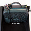 Chanel Dark Turquoise Caviar Quilted Leather Medium CC Filigree Vanity Case Iridescent Hardware