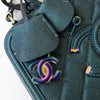 Chanel Dark Turquoise Caviar Quilted Leather Medium CC Filigree Vanity Case Iridescent Hardware