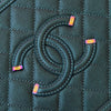 Chanel Dark Turquoise Caviar Quilted Leather Medium CC Filigree Vanity Case Iridescent Hardware