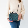 Chanel Dark Turquoise Caviar Quilted Leather Medium CC Filigree Vanity Case Iridescent Hardware