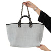 Chanel Grey Canvas and Leather Deauville Shopper Tote Bag