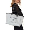 Chanel Grey Canvas and Leather Deauville Shopper Tote Bag
