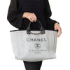 Chanel Grey Canvas and Leather Deauville Shopper Tote Bag