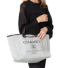 Chanel Grey Canvas and Leather Deauville Shopper Tote Bag