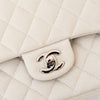 Chanel Off White Medium Classic Double Flap Bag In Caviar Leather