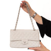 Chanel Off White Medium Classic Double Flap Bag In Caviar Leather