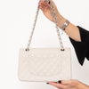 Chanel Off White Medium Classic Double Flap Bag In Caviar Leather