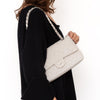 Chanel Off White Medium Classic Double Flap Bag In Caviar Leather