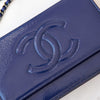 Chanel Cobalt Blue Patent Leather Timeless CC Wallet on Chain Bag