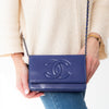Chanel Cobalt Blue Patent Leather Timeless CC Wallet on Chain Bag