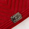 Chanel Red Chevron Suede Boy Bag