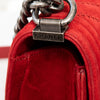 Chanel Red Chevron Suede Boy Bag