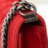 Chanel Red Chevron Suede Boy Bag