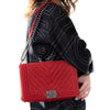 Chanel Red Chevron Suede Boy Bag