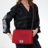 Chanel Red Chevron Suede Boy Bag