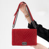 Chanel Red Chevron Suede Boy Bag