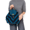 Chanel Blue Chevron Patchwork Coco Cuba Backpack