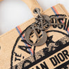 Dior Beige Jute Union Embroidered Medium Lady D Lite Tote Bag