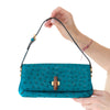 Gucci Vintage Ostrich Bamboo Detail Shoulder Bag