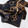 Gucci Black Horsebit Printed Silk Scarf