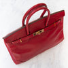 Hermes Birkin 35 Ghillies Rubis Veau Tadelakt Leather Bag