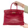 Hermes Birkin 35 Ghillies Rubis Veau Tadelakt Leather Bag