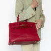 Hermes Birkin 35 Ghillies Rubis Veau Tadelakt Leather Bag