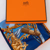 Hermes Grand Carosse Pour Un Ambassadeur Blue Silk Scarf