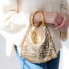 Jimmy Choo Gold Tone Sequin Wristlet Clutch Bag