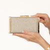 Jimmy Choo Ellipse Soft Gold Glitter Clutch Bag